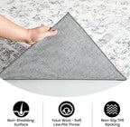 Area Rug - 9x12 Large Dining Room Rug Soft Living Room Mat, Vintage Washable Indoor Floor Throw Carpet for Bedroom, Playroom, Home Office (Grey)