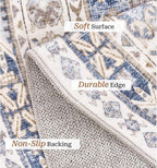 zesthome Washable Round Area Rugs - Non-Slip 6ft Round Rugs, Ultra-Thin Large Circle Rugs for Living Room, Soft Low Pile Rug for Bedroom, Kitchen, Nursery - Vintage Stain Resistant Round Rug