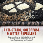 YHSF South West Native American Area Rug C318 - Easy Clean, Thick, Soft, Durable Native Tribal American Indian Inspired Rug for Bedroom/Living Room and More - Black, 5 Feet x 7 Feet