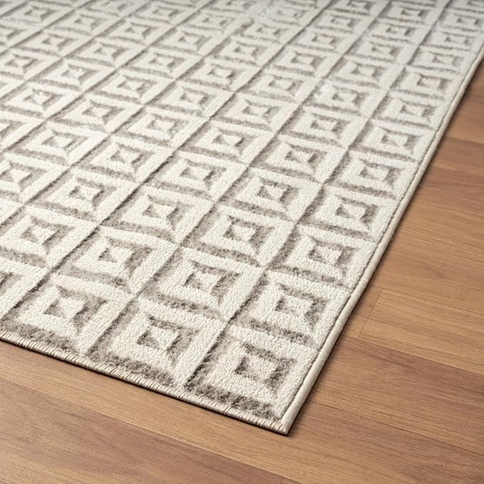 LUXE WEAVERS Geometric Greek Pattern Area Rug, Gray, 5'X7'