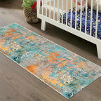 Lahome Modern Abstract Runner Rug - 2x7 Washable Hallway Rug Colorful Kitchen Carpet with Rubber Backing, Contemporary Soft Non Slip Indoor Floor Accent Mat for Bedroom Laundry Room Bathroom RV
