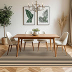 KOZYFLY 5x7 Ft Area Rug Striped Outdoor Rug Brown and Black Washable Indoor Outdoor Rug Cotton Outdoor Patio Rugs Farmhouse Rugs for Living Room Carpet for Patio Dining Room Bedroom