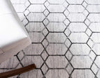 Rugs.com Lattice Trellis Collection Rug – 6' x 9' White Low-Pile Rug Perfect for Living Rooms, Large Dining Rooms, Open Floorplans