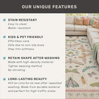 Cute Rugs for Bedroom Girls - Pink Living Room Rugs 8X10, Dining Room Table, Washable Pastel Flower Insect Print Whimsical Décor