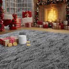 Dark Gray Fluffy Rug Plush Carpet for Bedroom Dorm, Non-Slip High Pile Rug, Shag Rug for Playroom Nursery Home Office Decor 8X10 Ft