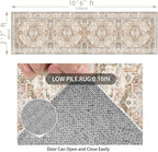 Enkor Runner Rugs for Hallway, 2.6x10.5 Washable Soft Non Slip Floor Rugs for Kitchen, Modern Mat for Living Room Bedroom Entryway Beige & Brown