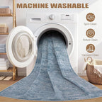 Area Rug Living Room Rugs - 8x10 Washable Large Soft Indoor Neutral Modern Abstract Low Pile Rug Carpet for Bedroom Dining Room Farmhouse Home Office - Dark Blue