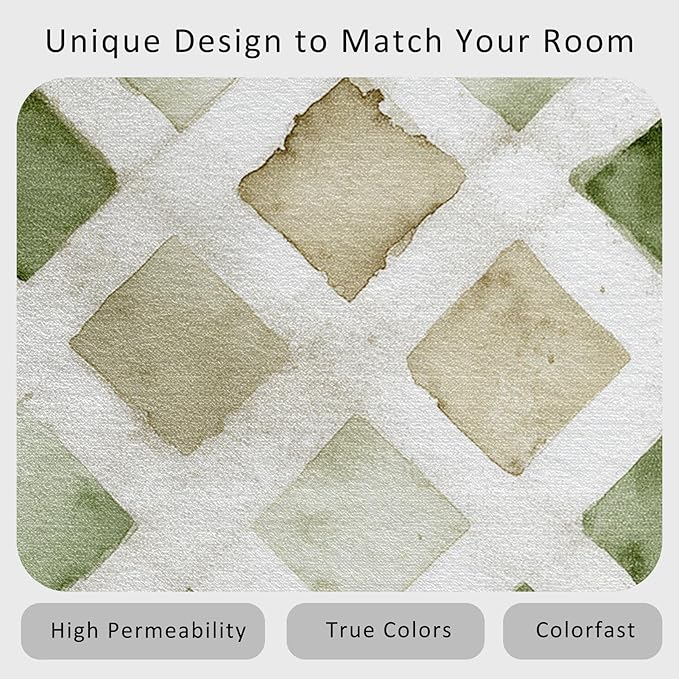 Checkered Rug, Washable 5x6 Rug for Living Room, Geometric Rhombus Patterned Indoor Carpet, Checkered Decor for Home, Bedroom, Soft Non Slip Thin Design FER37