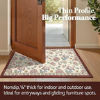 jinchan Elora 3x5 Floral Rug for Entryway Washable Kitchen Rug Vintage Romance Design Small Mat Non Slip Indoor Doormat Lightweight Low-Profile Throw Carpet for Bathroom Laundry Room, Red/Beige
