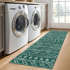 KUTA Christmas Washable Hallway Runner Rug, 2x6 Non-Slip Vintage Boho Rugs Kitchen Runners Green Ultra Soft Distressed Geometric Floor Carpet for Bedroom Laundry Living Room