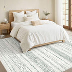 Nakagishi Green Rug Living Room 6x9: Washable Boho Large Neutral Farmhouse Soft Area Rugs Modern Stain Resistant Moroccan Indoor Non-Slip Floor Carpet for Bedroom Nursery Playroom Office Dining Room
