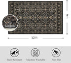 Area Rug Non Slip Machine Washable Ultra Soft Living Room/Bedroom/Kitchen/Outdoor/Classroom Black Grey, 9'×12'
