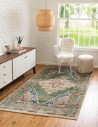 Unique Loom Isabella Collection Area Rug - Rossellini (5' 1" x 8' Rectangle, Green/ Blue)