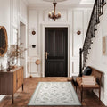 EVERGRACE Area Rugs for Living Room 3x5, Boho Floral Faux Wool Indoor Outdoor Rugs, Washable Rugs for Bedroom Entryway Dining Room Hallyway, Low Pile Floor Mat Carpet for Home Decor, Cool Gray