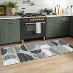 MUJOO Runner Rug Washable,2x6 Area Rugs for Hallways Kitchen Bathroom Bedroom Entryway,Non Slip Carpet Long Mat Indoor,Boho Soft Modern Abstract Black and Grey