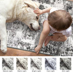 Modern Abstract Runner Rug 2x5, Grey Black Washable Kitchen Runner Entryway Rug Mat Non-Slip Soft Hallway Rug Runner Thin Print Faux Wool Carpet for Bedroom Laundry Room Indoor