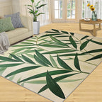 3x5 Bamboo Leaves Dorm Rug - Realistic Botanical Art Small Rugs for Bedroom, Minimalist Leaves Area Rug Washable Non Slip for Bedroom Kitchen Living Room Entryway