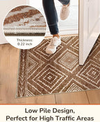 Area Rug 2x4 Rug Machine Washable Non-Slip Low Pile Print Pattern Western Rug for Living Room Bedroom Entryway Tribal Series-Yellowbrown/Cream