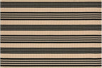 Black and Khaki Striped Outdoor Rug 4x6 ft, Washable Cotton Woven Patio Rug, Reversible Foldable Front Porch Decor Indoor Outdoor Rugs for Farmhouse/Living Room