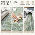 2x3 Abstract Washable Rugs for Kitchen, Floor, Entryway, Powder Room Small Area Rug Non-Slip Vintage Low Pile Throw Door Mat Green Ivory