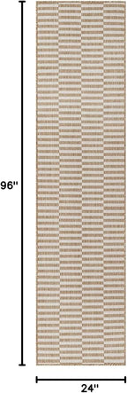 Unique Loom Outdoor Striped Collection Area Rug - Striped (2' x 8' Runner Taupe/Ivory)