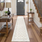 WITSHOCK 2x10 Long Runner Rug for Hallway,Washable Rug Distressed Boho for Bedroom Kitchen Entryway Indoor Entrance,Non Slip Runner Rugs with Rubber Backing,Camel/Beige