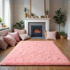 Zentavio Pink Rugs for Girls Room 3x5 Area Rugs for Living Room Small Carpet for Bedroom Cute Washable Soft Fluffy Shag Aesthetic Plush High Pile Throw Rug for Nursery Kids Room Dorm Room