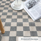 LIVEBOX Machine Washable Area Rug 6x9 Checkered, Non Slip Soft Large Bedroom Living Room Rug Farmhouse Neutral Classic Geometric Pattern Boys Rug, Indoor Carpet for Den Dorm Playroom(Grey,6'x9')