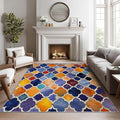 Moroccan Rugs for Living Room -Moroccan Trellis Rug, 6x8 ft, Colorful Geometric Washable Rugs for Living Room, Oriental Tile Area Rug for Bedroom, Traditional Patchwork Home Decor & Gifts