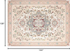 Phantoscope Washable Area Rug 9'x12' Non-Slip, Vintage Boho Rugs for Living Room, Bedroom, Dining Room, Persian Floral Medallion Pattern, Low-Pile Foldable Floor Carpet, Ivory Rose/Fall Bloom