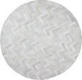 Sn Alef Home Soft Textured Round Rug | White & Grey Woven Carpet for Living Room Bedroom | Minimalist Handcrafted Circular Floor Mat for Home & Decor (Gray_6x6 ft)