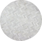 Sn Alef Home Soft Textured Round Rug | White & Grey Woven Carpet for Living Room Bedroom | Minimalist Handcrafted Circular Floor Mat for Home & Decor(Gray_8x8 ft)