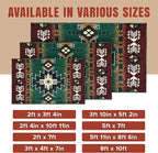 YHSF South West Native American Area Rug C318 - Easy Clean, Thick, Soft, Durable Native Tribal American Indian Inspired Rug for Bedroom/Living Room and More - Hunter Green, 3 ft 10 in x 5 ft 2 in