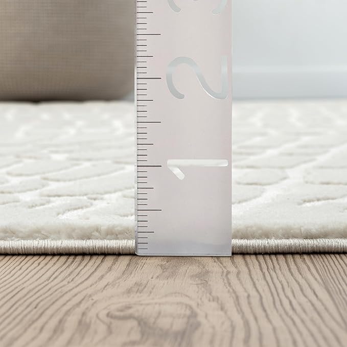 Abani Cream Area Rug for Living Room, Bedroom - Pebble Pattern - 8 x 10 - Durable & Easy to Clean