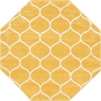 Rugs.com Lattice Frieze Collection Rug – 5' Octagon Yellow Medium Rug Perfect for Living Rooms, Kitchens, Entryways