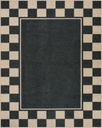 Moynesa Checkered Easy Jute Outdoor Rug 8x10 Area Rugs for Living Room, Black Washable Indoor Outdoor Patio Rug Non Slip, Large Farmhouse Carpet for Bedroom Dining Room Backyard