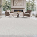 Beverly Rug Micro Loop Large Area Rug White 10x14 Modern Luxury Circle Geometric Durable Indoor Area Rugs for Living Dining Room Office Stain Resistant Non Shedding Casual Indoor Carpet White 10x14