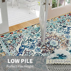 Easy-Going Boho Area Rug 3x5 Entryway Rug Washable Inside Door Mats for Home Entrance Non-Slip Medallion Distressed Small Rugs for Entry Living Room Bedroom Kitchen Lightweight Carpet, Vintage Multi