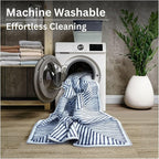 Bloom Rugs Washable Non-Slip 7 ft Runner - Blue/Ivory Striped Runner for Entryway, Hallway, Bathroom, and Kitchen - Exact Size: 2.5' x 7'
