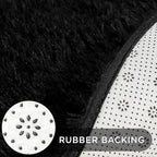 Andency Black Round Area Rug 5x5 for Bedroom, Fluffy Shag Circle Rug for Room, Faux Fur Carpet for Home Decor, Fuzzy Plush Circular Rug for Living Room, Playroom