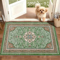 2' x 3' Green Washable Area Rugs, Non-Slip Entryway Rug, Boho Low Pile Door Mat Indoor Entrance, Floral Medallion Pattern Vintage Rugs for Kitchen Bedroom Bathroom Laundry Living Room Farmhouse