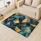 Blue and Gold Rug, 6x8 Rug, Watercolor Art Rugs for Living Room Bedroom, Luxury Large Area Rug, Washable Rug Non Slip Soft Indoor Carpet, Blue and Gold Home & Room Decor