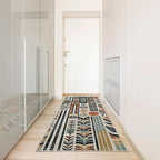 Ambesonne Bohemian Decorative Rug, Retro Mid Century Inspired Abstract Patterns on Ivory Background, Quality Carpet Bedroom Dorm and Living Room, 2' 5" x 7' 5", Dark Orange and Reseda Green