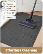 Color&Geometry Ultra-Thin Indoor Door Mat, 17"x30" Low-Profile Non-Slip Entryway Rug with Modern Geometric Texture, Washable Doormat for Entrance, Front Doors, Grey (Rolled-up NO Creases)