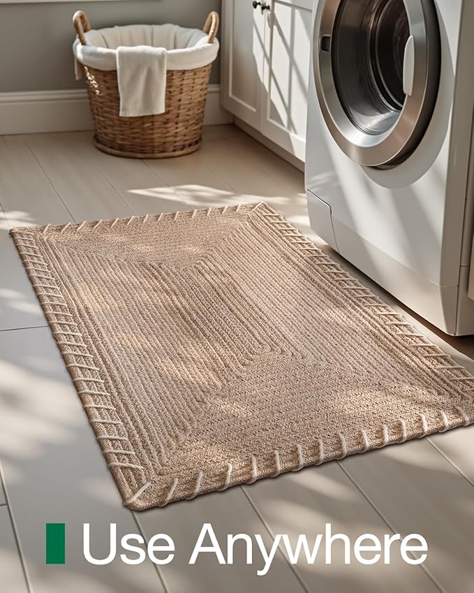 LUMI Handwoven Jute Door Mat, Non-Slip Durable Entryway Mat with Anti-Slip Mat for Hard Floor, Front Door Mats for Home Entrance, Patio, 24"x36", Knit Jute