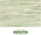 MUJOO Small Rug Washable,2x3 Area Rugs for Entryway Entry Entrance Bedroom Bathroom,Modern Abstract Low Pile Throw Rug,Front Door Mat Non Slip Accent Neutral Carpet Indoor Green