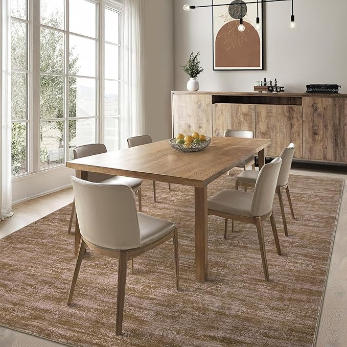 RUGSREAL 5x7 Living Room Area Rug Modern Solid Color Rug with Rubber Backing Large Bedroom Throw Carpet Indoor Washable Stain Resistant Dining Room Rug Contemporary Area Rug for Home Office, Taupe
