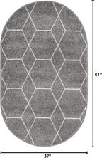 Unique Loom Trellis Frieze Collection Area Rug - Geometric (3' x 5' Oval, Light Gray/ Ivory)