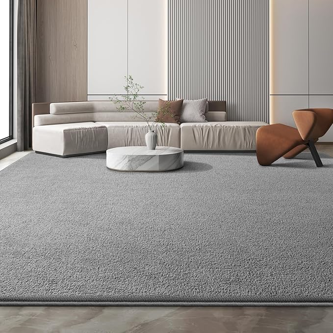 Large Modern Area Rugs for Living Room Bedroom, 7x10 Feet Grey Ultra Soft Solid Thickened Memory Foam Indoor Minimalist Carpets, Non-Slip Comfy Rugs for Boys Girls Nursery Kids Room Home Décor