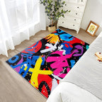 Pop Art Rug - 2x3 Area Rugs, Colorful Geometric Abstract Entryway Rug, Retro Funky Art Low Pile Fade Resistant Indoor Small Mats Home Decor #C066